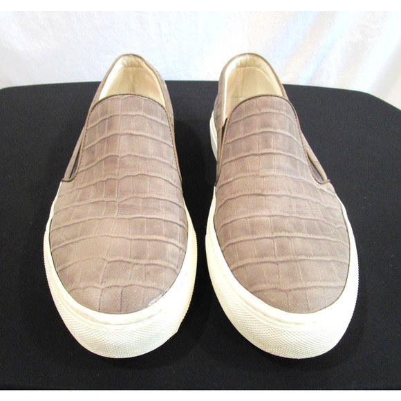 EUC! Del Toro Italy Taupe Brown Croco Embossed Leather Slip On Shoes Men Sz 10 main image 12